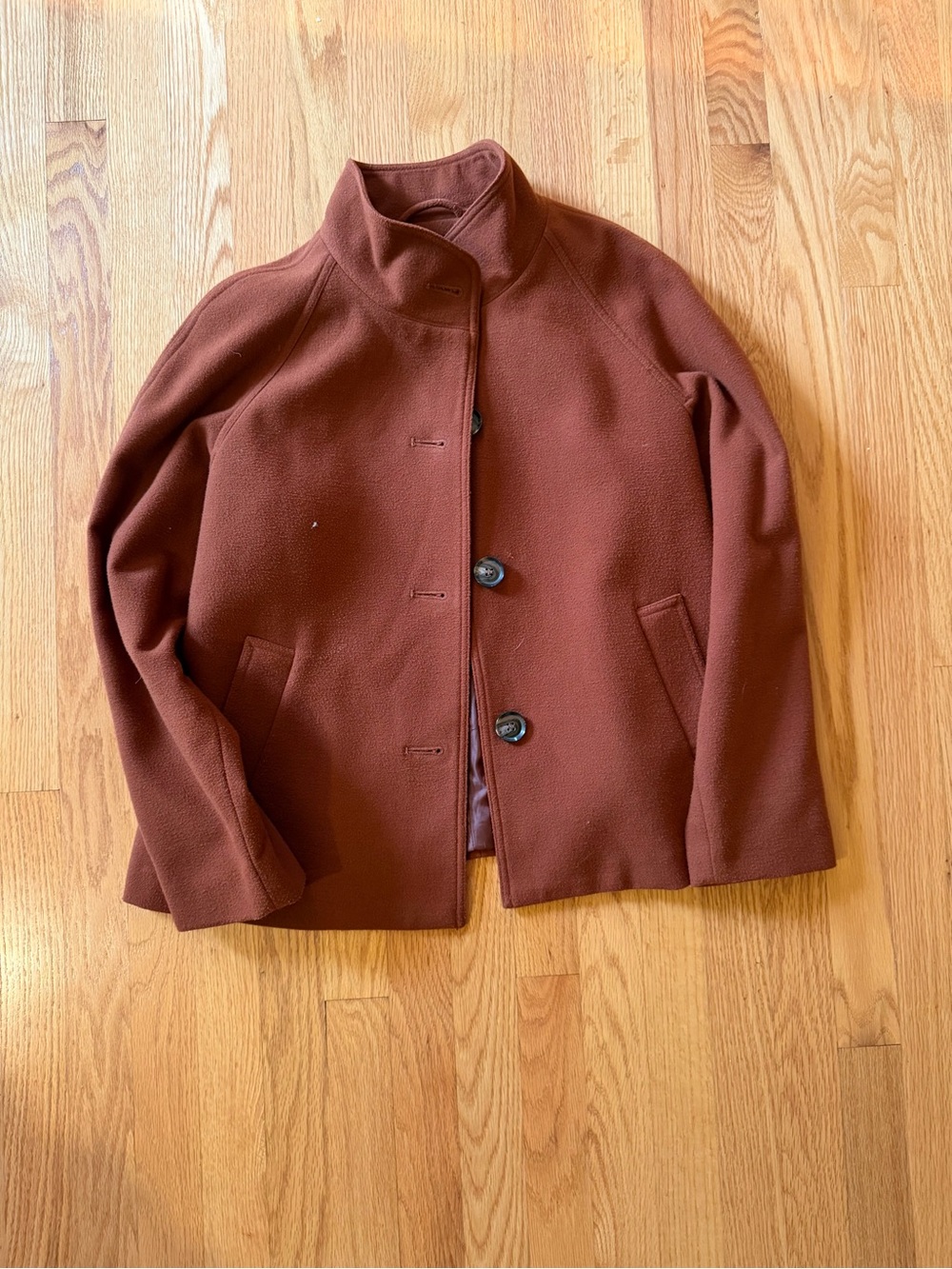Evan Picone Rust Brown Wool-Blend Pea Coat